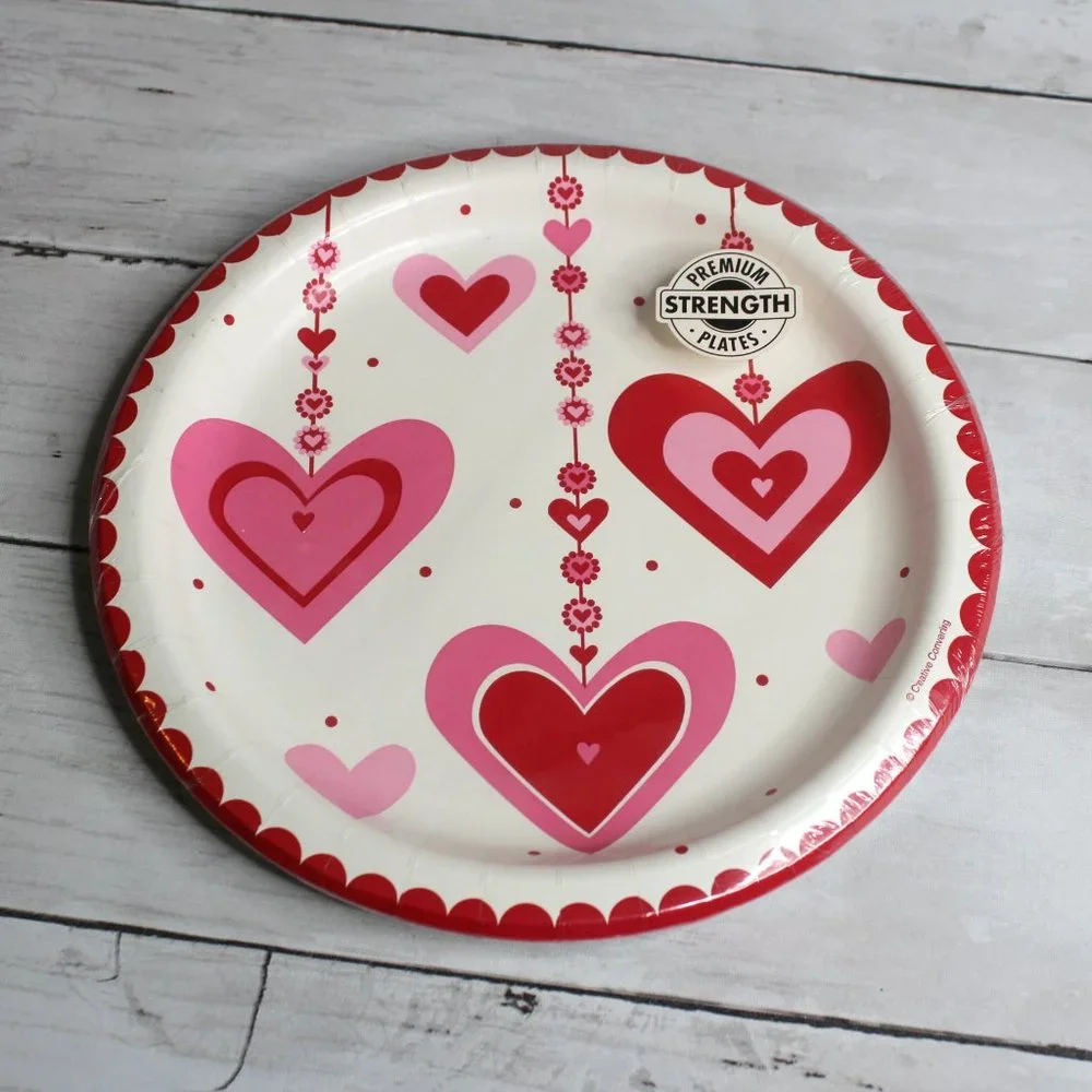 Party Valentine's Day Paper Plates Napkins Cutlery Dinnerware Lot Pink